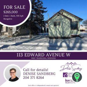 Take a look at this one! For Sale at 113 Edward Avenue W in West Transcona, Winnipeg listed for $265,000.